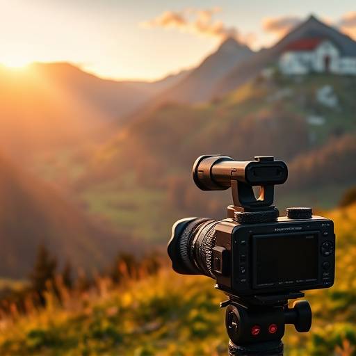 E wunderschöni Schwizer Landschaft mit Videokamera im Vordergrund