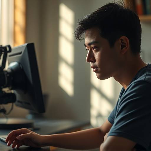 Studentin arbeitet a dr Farbkorrektur mit DaVinci Resolve